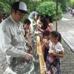 江戸川区のお寺で流しそうめんをしました